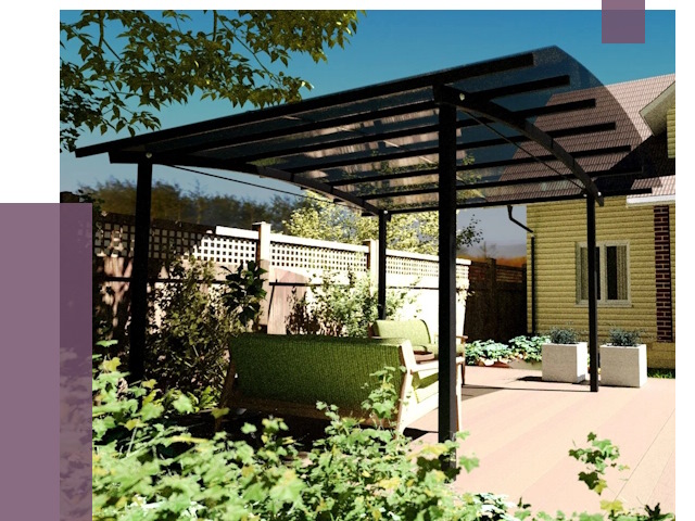 Навесы для террасы в Кингисеппе от 13240 руб. под ключ | ПРОЛЁТ-Кгп