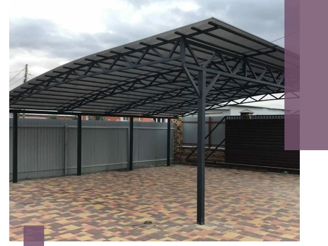 Металлические навесы под ключ в Кингисеппе — изготовление и монтаж