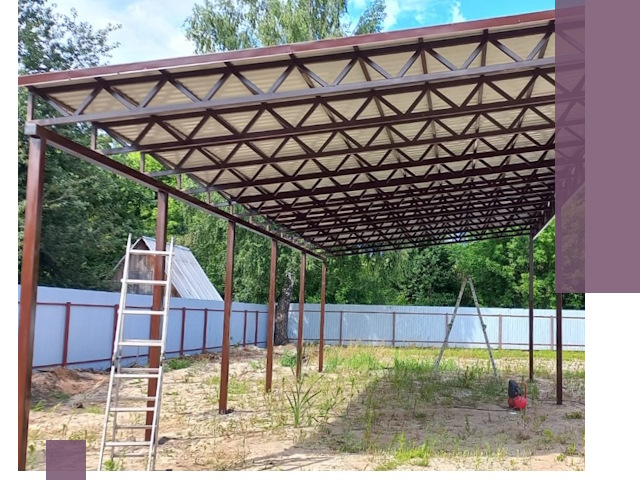 Односкатные навесы под ключ в Кингисеппе — изготовление и монтаж