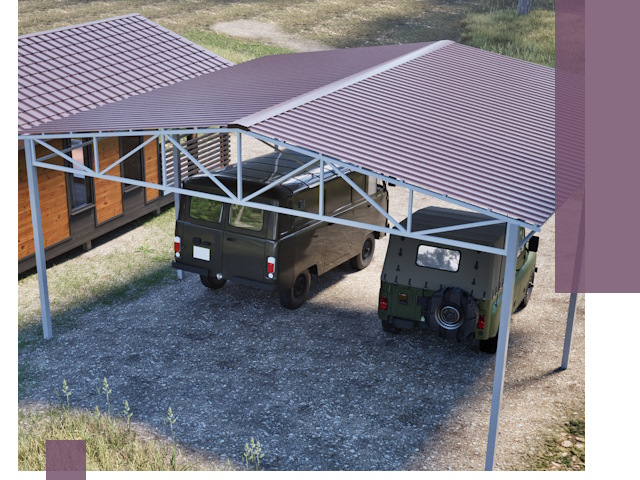 Двускатные навесы под ключ в Кингисеппе — изготовление и монтаж